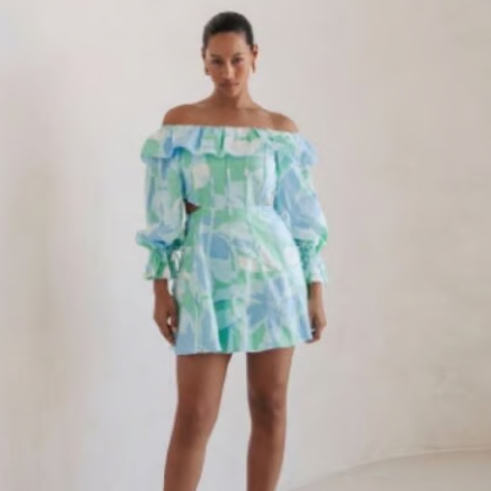Sabo Skirt Blue and Green Cotton Dress